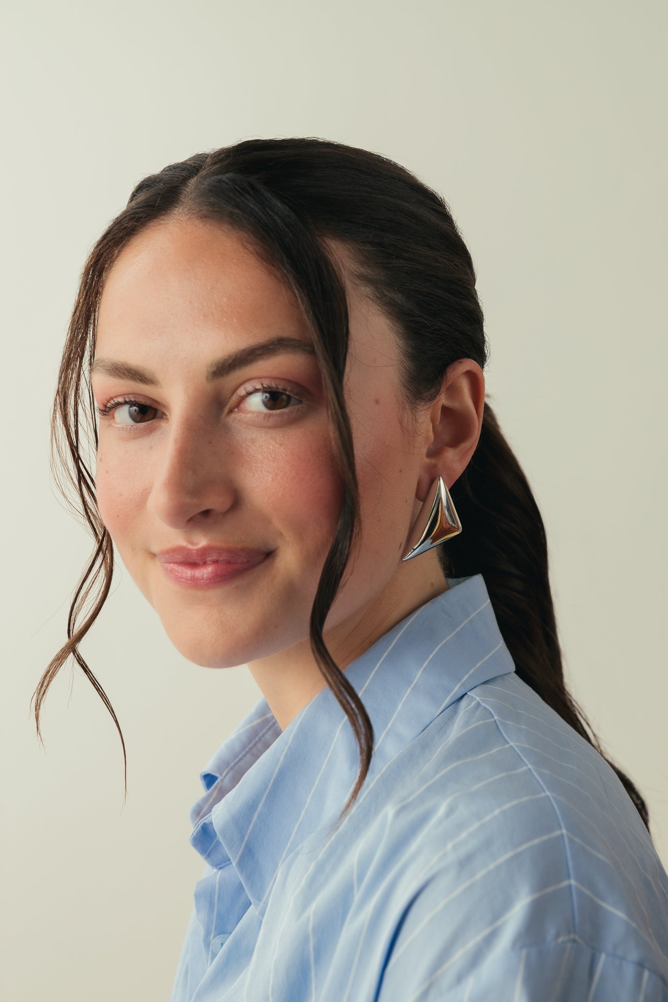 PAIR OF SILVER SHIELD EARRINGS
