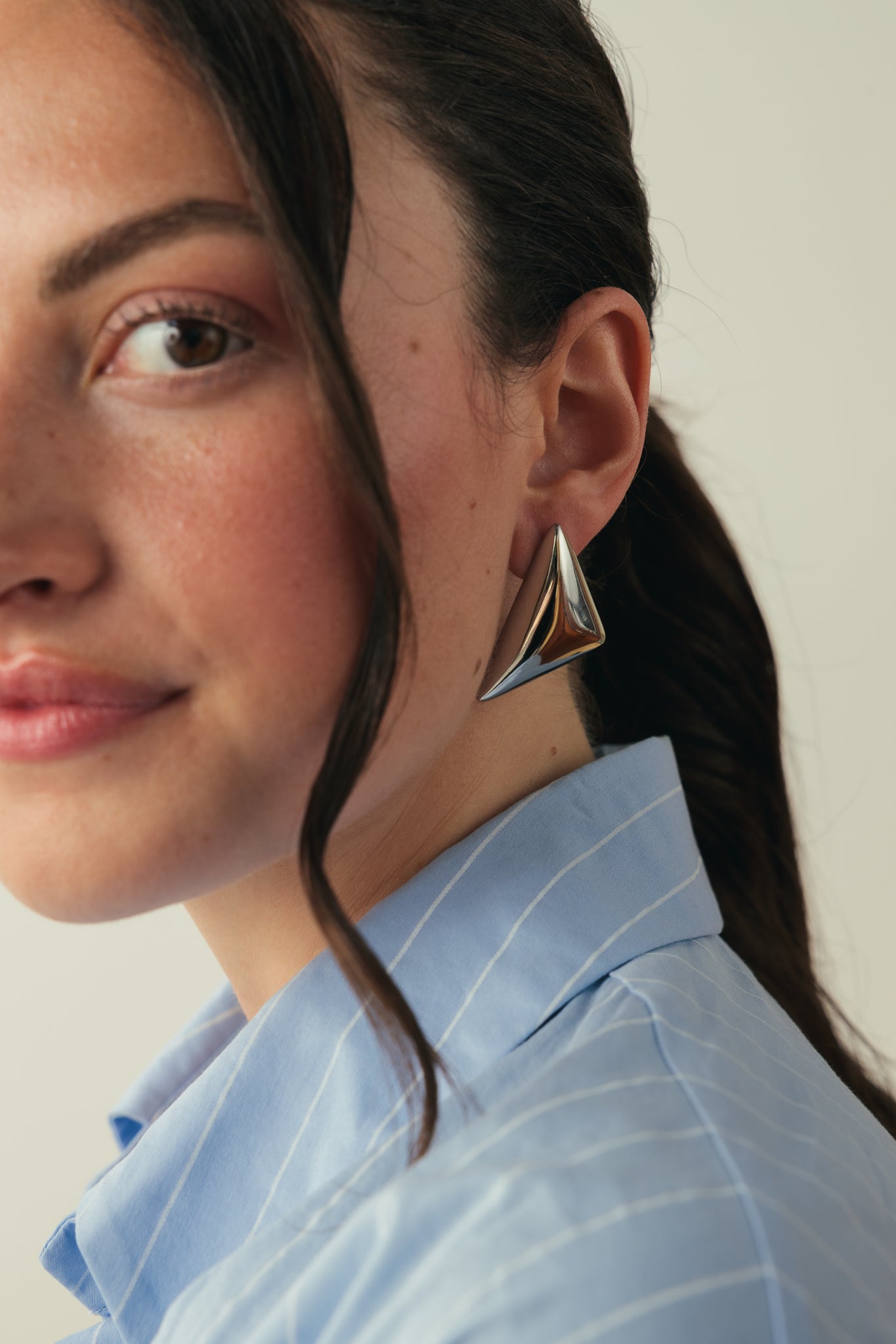 PAIR OF SILVER SHIELD EARRINGS