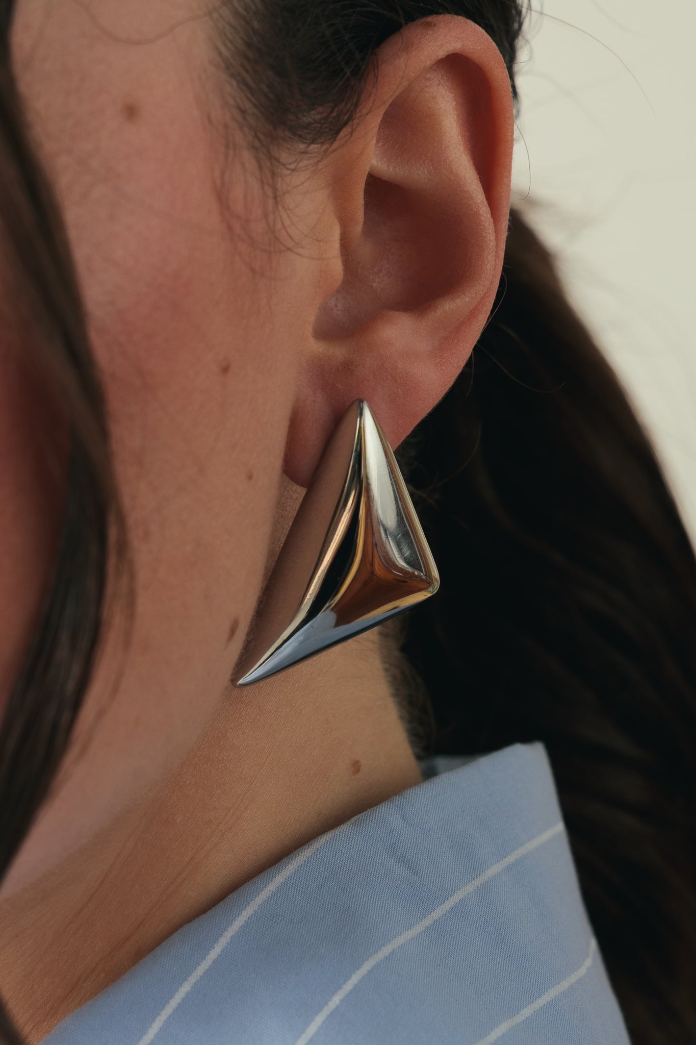 PAIR OF SILVER SHIELD EARRINGS